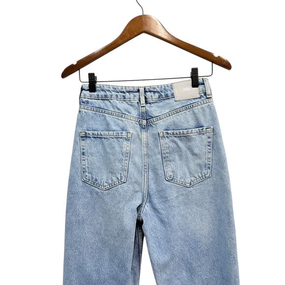 Zara Ripped Mom Fit Jeans High Rise Ankle Length size 2 - Picture 3 of 4